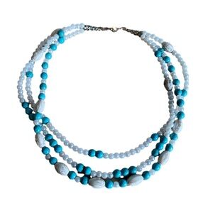 Multi-strand Natural & Dyed Howlite Faux Pearl Necklace